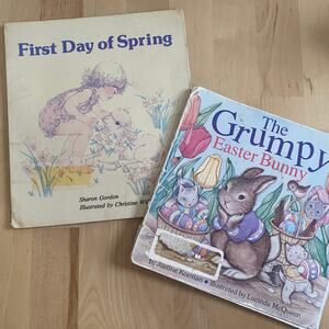 Vintage 1981 & 1995 Spring Easter Bunny 2 Paperback Book Bundle